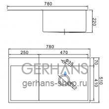 Мойка для кухни из нержавеющей стали Gerhans K37851-R (чертеж)