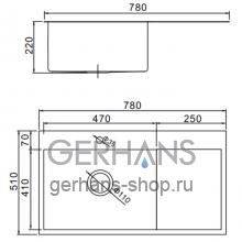 Мойка для кухни из нержавеющей стали Gerhans K37851B-L (чертеж)